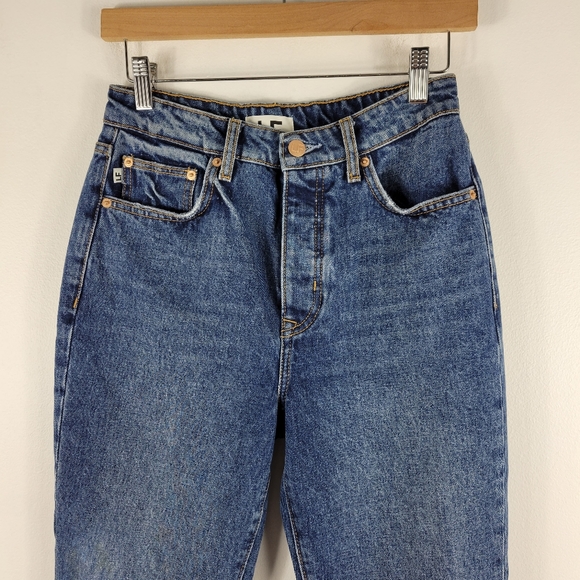 Lovers + Friends Reece Vera Cruz Distressed Button Fly Slim Straight Ankle Jeans - Picture 4 of 16